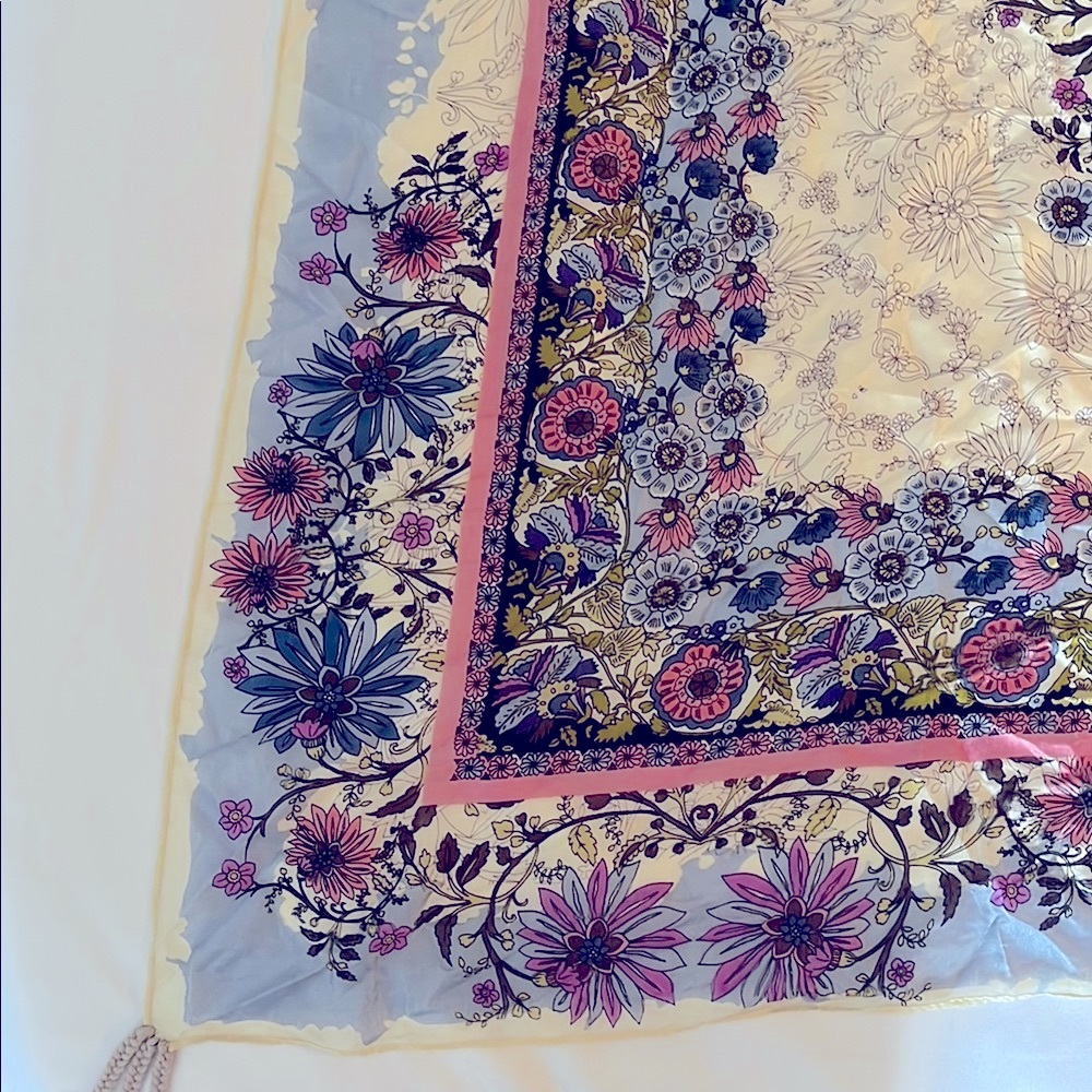 Johnny Was Pink and Blue Floral Scarf - Picture 3 of 6